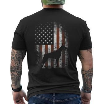 Doberman Pinscher American Flag Patriotic Men's T-shirt Back Print | Mazezy CA