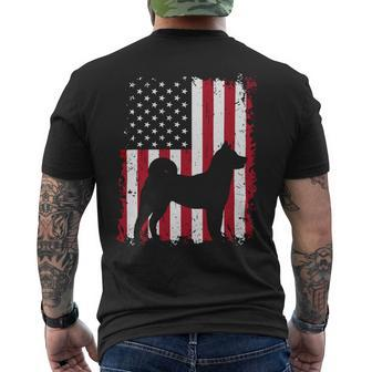 Dog Akita Usa Flag Patriotic 4Th Of July 422 Paws Mens Back Print T-shirt - Monsterry