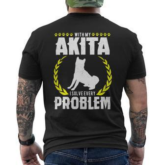 Dog Akita Vintage Akita Dog Shirt Dog Mom Gift Dog Dad Akita Lover 3 Mens Back Print T-shirt - Monsterry AU