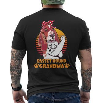 Dog Basset Hound Vintage Bandana Basset Hound Grandma For Dog Mom Mens Back Print T-shirt - Monsterry CA