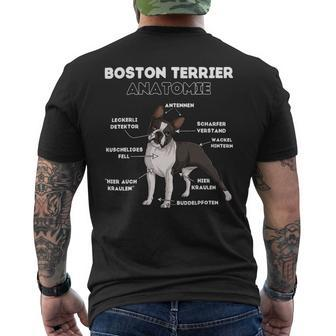Dog Boston Terrier Anatomy Mens Back Print T-shirt - Monsterry