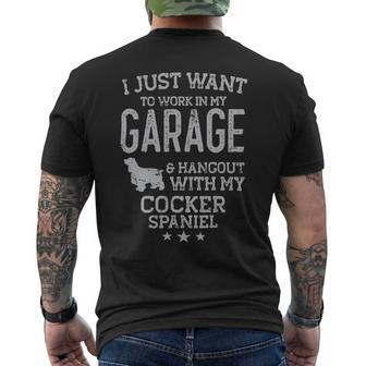 Dog Cocker Spaniel Dad Car Garage Hangout Men Mens Back Print T-shirt - Monsterry