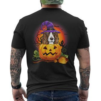 Dog Cocker Spaniel English Cocker Spaniel Witch Pumpkin Halloween Dog Lover Mens Back Print T-shirt - Monsterry