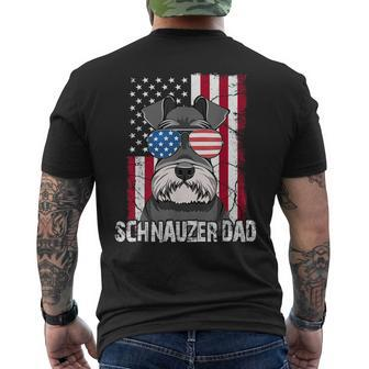 Dog Dad Fathers Day Gift Mini Schnauzer Usa Flag 4Th Of July Mens Back Print T-shirt - Seseable