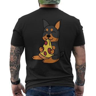 Dog Doberman Eating Pizza Dog Mens Back Print T-shirt - Monsterry UK
