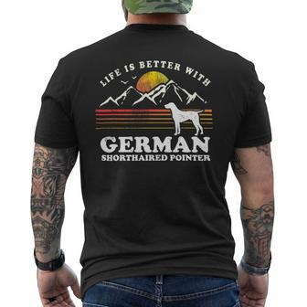 Dog German Shorthaired Life Better German Shorthaired Pointer Vintage Dog Mom Dad Mens Back Print T-shirt - Monsterry DE
