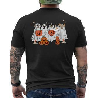 Dog Ghost Cute Dog Dressed As Ghost Halloween Dog Men's T-shirt Back Print | Mazezy