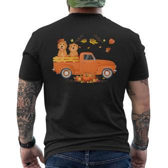 Dog Goldendoodle Pumpkin Truck Fall Leaf Thanksgiving Halloween Mens Back Print T-shirt - Monsterry DE