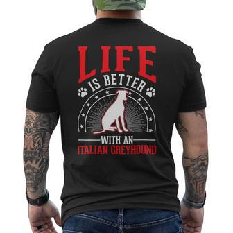 Dog Grayhound Life Is Better With An Italian Greyhound 21 Mens Back Print T-shirt - Monsterry CA