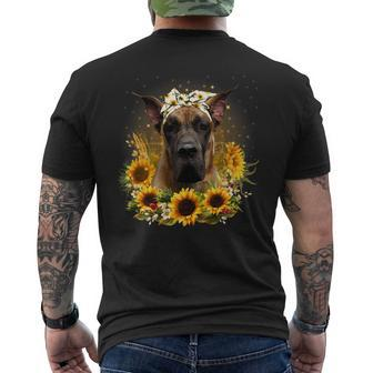 Dog Great Dane Sunflower Great Dane Dog Mothers Day For Women 1 Mens Back Print T-shirt - Monsterry AU
