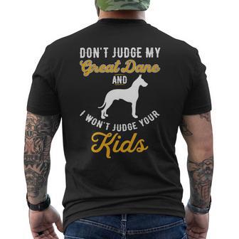 Dog Kids Dont Judge My Great Dane Mens Back Print T-shirt - Monsterry CA