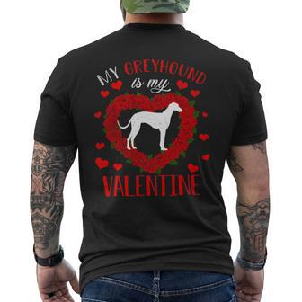 Dog Love My Greyhound Dog Is My Valentine Mens Back Print T-shirt - Monsterry AU