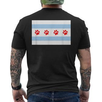 Dog Lovers Chicago Flag Paw Prints Custom T Men's T-shirt Back Print | Mazezy