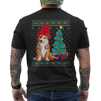 Dog Lovers Cute Welsh Corgi Santa Hat Ugly Christmas Sweater Men's T-shirt Back Print - Monsterry