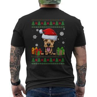 Dog Lovers Welsh Terrier Santa Hat Ugly Christmas Sweater Men's T-shirt Back Print - Monsterry CA