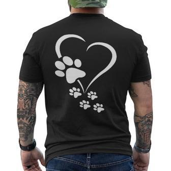 Dog Paw Heart Dog Paws Hearts Dog Paw - Dog Owner Mens Back Print T-shirt - Monsterry CA