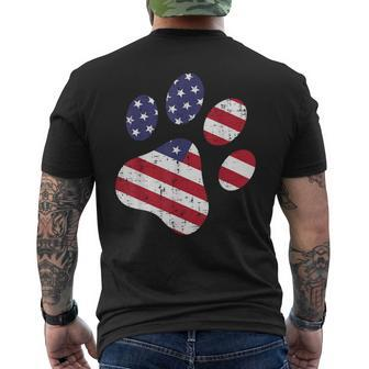 Dog Paw Print American Flag Usa Cute 4Th Of July Fourth Dogs Mens Back Print T-shirt - Monsterry AU