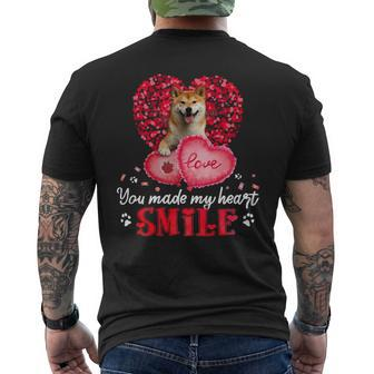 Dog Shiba Inu You Make My Heart Smile Shiba Inu With Heart Mens Back Print T-shirt - Monsterry AU