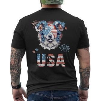 Dog With Usa Letters 4Th Of July Patriotic Men's Crewneck Short Sleeve Back Print T-shirt - Monsterry CA