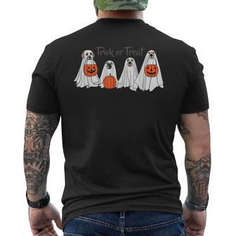Dogs In Ghost Costume Trick Or Treat Halloween Men's T-shirt Back Print - Monsterry CA