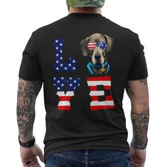Dogs Great Dane Love Dog American Flag 4Th Of July Usa Mens Back Print T-shirt - Monsterry