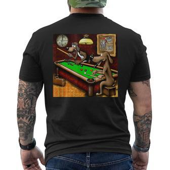 Dogs Playing Billiards Mens Back Print T-shirt - Seseable