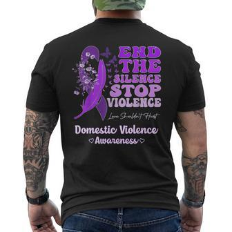 Domestic Violence Awareness Ribbon Butterflies Purple Men's T-shirt Back Print - Monsterry UK