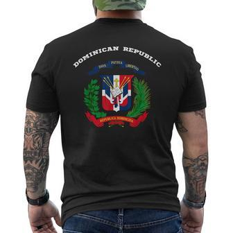 Dominican Republic Coat Of Arms Flag Souvenir Mens Back Print T-shirt | Mazezy