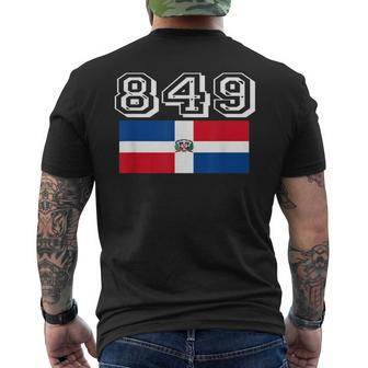 Dominican Republic Flag Area Code 849 Men's T-shirt Back Print | Mazezy