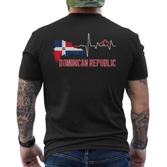 Dominican Republic Flag Map Heartbeat For Dominican Pride Men's T-shirt Back Print | Mazezy