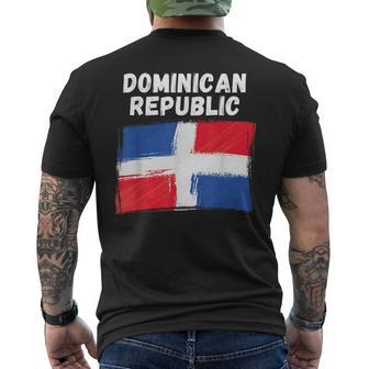 Dominican Republic Flag Vintage Grunge Dominican Flag Men's T-shirt Back Print - Seseable