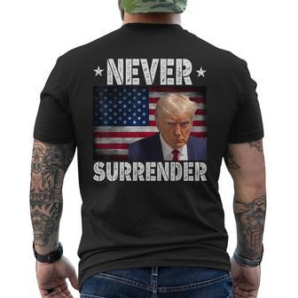 Donald Trump President Hot Never Surrender Usa Flag Men's T-shirt Back Print | Mazezy