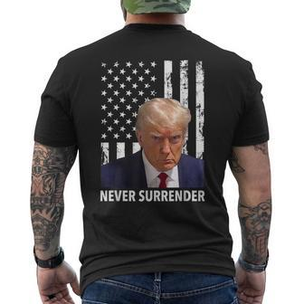 Donald Trump Shot Never Surrender American Flag Trump Men's T-shirt Back Print - Monsterry UK