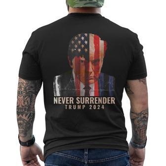 Donald Trump Never Surrender President 2024 Trump Shot Men's T-shirt Back Print | Mazezy
