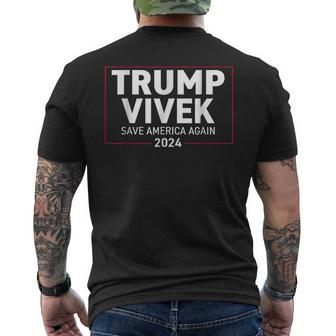 Donald Trump Vivek Ramaswamy 2024 Save America Again Vintage Men's T-shirt Back Print - Seseable