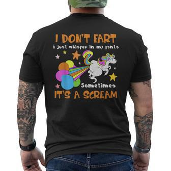 I Don't Fart I Just Whisper In My Pants Unicorn Men's T-shirt Back Print - Seseable