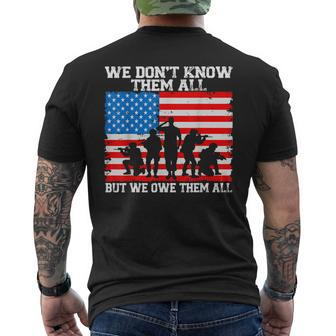 We Dont Know Them All But We Owe Them All Veteran Day Flag Men's Back Print T-shirt | Mazezy