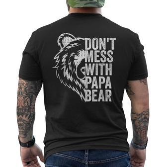 Dont Mess With Papa Bear Vintage Funny Fathers Day Dad Men Mens Back Print T-shirt | Mazezy
