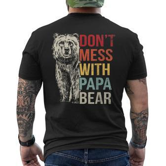 Dont Mess With Papa Bear Vintage Retro Mens Back Print T-shirt | Mazezy