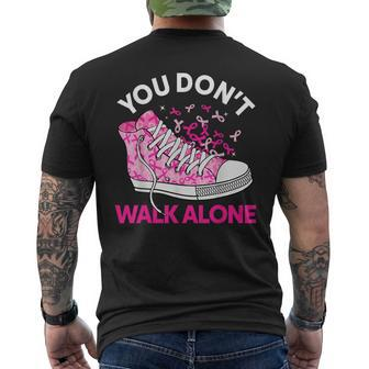 You Don't Walk Alone Pink Shoes Ribbon Breast Cancer Warrior Men's T-shirt Back Print - Monsterry UK