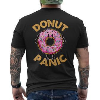 Donut Panic Funny Doughnuts Day For Squad Boys Girls Mens Back Print T-shirt | Mazezy