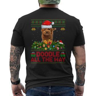 Doodle All The Way Ugly Santa Hat Goldendoodle Dog Christmas Mens Back Print T-shirt - Monsterry