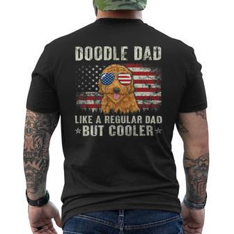 Doodle Dad Goldendoodle American Flag Fathers Day July 4Th Mens Back Print T-shirt - Monsterry