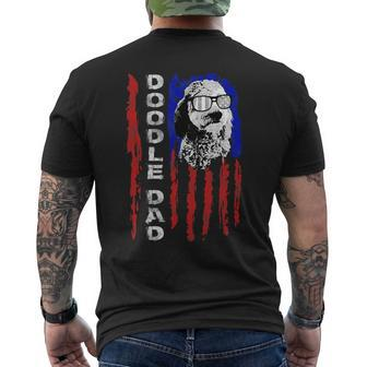 Doodle Dad Goldendoodle Dog American Flag 4Th Of July Men Mens Back Print T-shirt - Monsterry