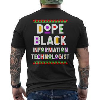 Dope Black Information Technologist African American Job Men's T-shirt Back Print | Mazezy