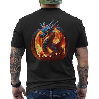 Dragon Pumpkin Fire Breathing Drag-O-Lantern Halloween Men's T-shirt Back Print - Monsterry AU