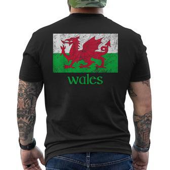 Dragon Of Wales Flag Welsh Cymru Flags Medieval Welsh Rugby Men's T-shirt Back Print | Mazezy