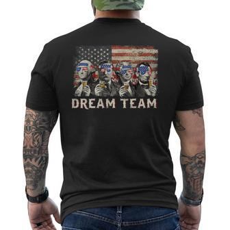 Dream Team Presidents Mount Rushmore 4Th Of July America Mens Back Print T-shirt | Mazezy
