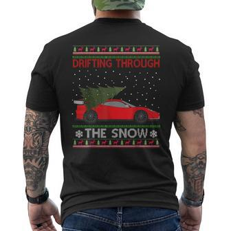 Drifting Through The Snow Ugly Christmas Sweater Tree Car Men's T-shirt Back Print | Mazezy AU