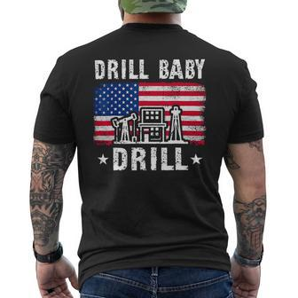 Drill Baby Drill American Flag Trump Funny Mens Back Print T-shirt - Monsterry
